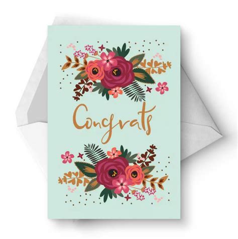 Say Congrats With a Free, Printable Wedding Card: Floral Congrats Wedding Card from Greetings ...