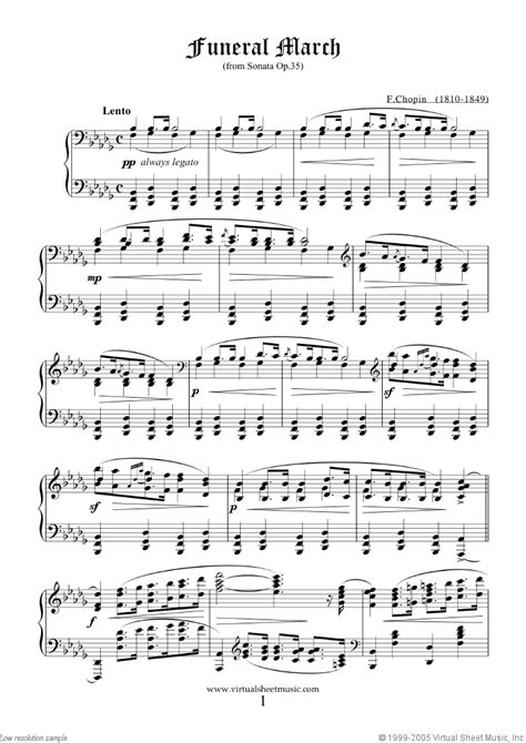 Chopin - Funeral March sheet music for piano solo [PDF]