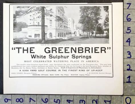 1915 GREENBRIER WHITE Soufre Springs Resort Bain Spa Hôtel Voyage Ad ...