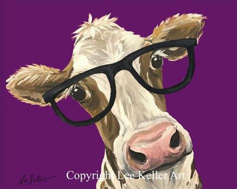 Funny Cow With Glasses. Cow Art Print From Original Cow - Etsy | Cow ...