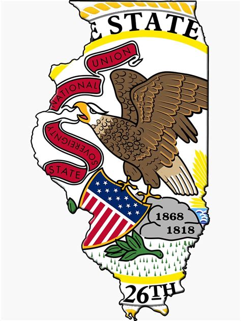 "Illinois State Flag & Outline" Sticker by Davedinho | Redbubble