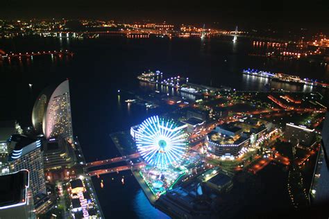 Minato Mirai as seen from 273 meters high at night - From northern ...