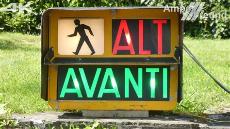 [4K] Old CGE Italian Pedestrian Traffic Light ALT / AVANTI with white, red & green LED Filaments ...