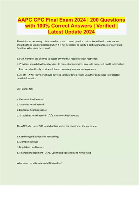 Aapc Cpc Exam Questions 2024 Exam - Ali Gilbertina