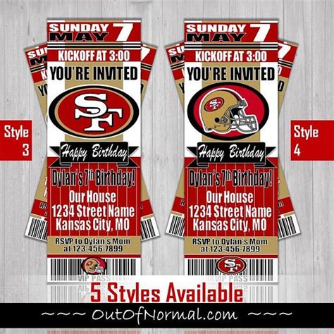 San Francisco 49ers Football Themed Birthday Invitation | Personalized birthday invitations ...