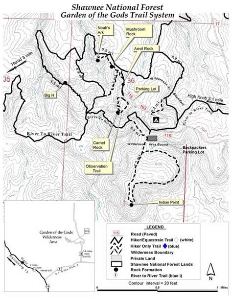 Shawnee national forest, Hiking trail maps, Shawnee