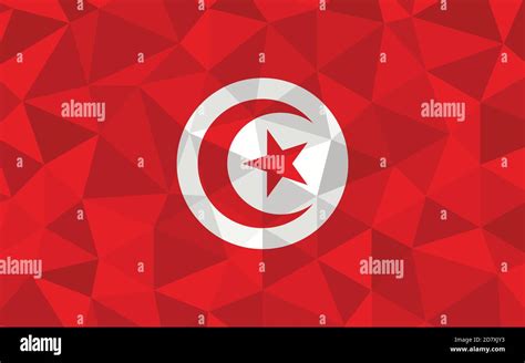 Low poly Tunisia flag vector illustration. Triangular Tunisian flag graphic. Tunisia country ...