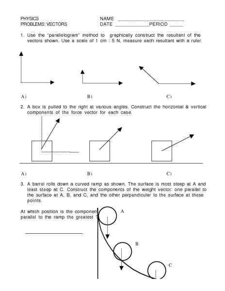 Physics: Vectors Worksheet for 10th - Higher Ed | Lesson Planet