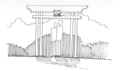 torii style gate sketch - Heather Moll-Dunn Landscape and Garden Design ...