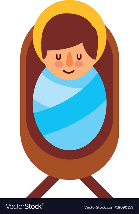 Cartoon cute baby jesus christ in the crib Vector Image