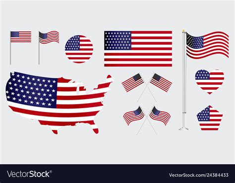 Set of american flag clip art Royalty Free Vector Image