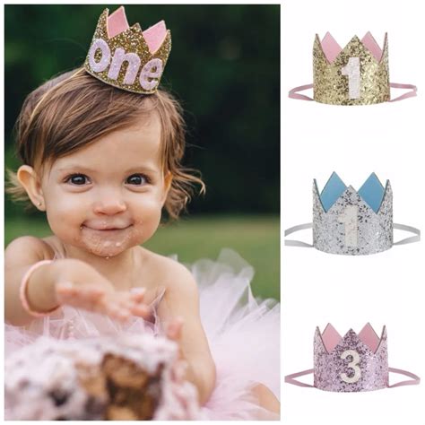 ROMIRUS One Baby Girls Felt Birthday Party Crown Hat Baby Kid to ...