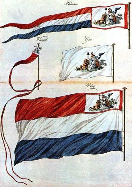 Flag and pennants of the Batavian Republic. The canton features the Netherlands Maiden. This Day ...