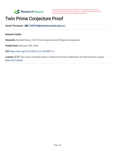 (PDF) Twin Prime Conjecture Proof