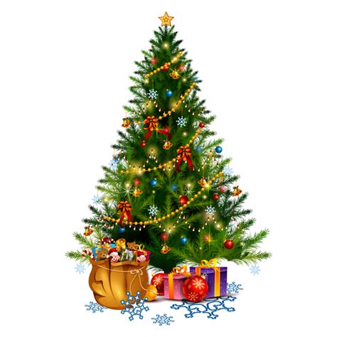 Christmas tree with gift vector illustration 02 free download