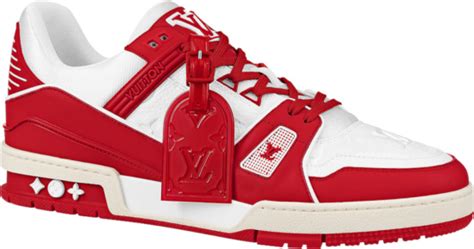 Louis Vuitton White Monogram & Red 'LV Trainer' Sneakers | INC STYLE