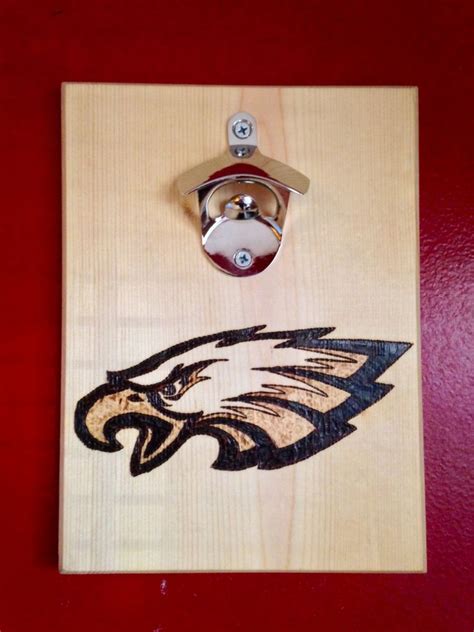 Philadelphia Eagles Wood Burned Bottle Opener--NFL Wall Mounted w ...