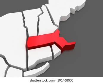 Threedimensional Map Massachusetts Usa 3d Stock Illustration 191468030 | Shutterstock