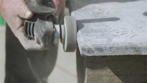 Grinding Granite Stone with a Grinder. Stock Video - Video of billhook, technology: 244561961