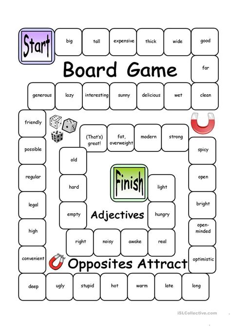 Board Game - Opposites Attract (Adjectives) worksheet - Free ESL ...