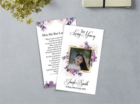 Floral Funeral Prayer Card Template Printable Memorial | Etsy