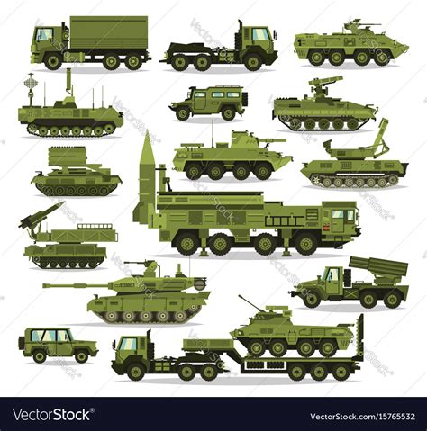 Big set of military equipment heavy reservations Vector Image