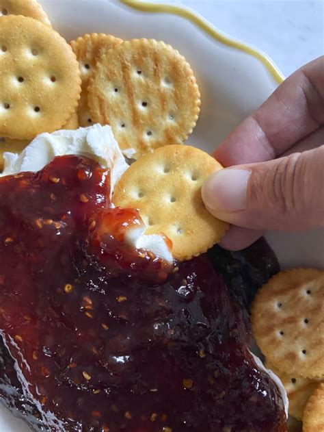 Cream Cheese, Raspberry Red Pepper Jelly Dip Recipe (with Ritz crackers ...