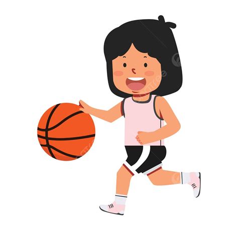 Young Girl Kid Playing Basketball Athlete Female Cartoon Vector, Athlete, Female, Cartoon PNG ...