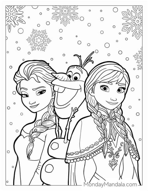 Elsa, Anna, and Olaf Coloring Page | Frozen Coloring Pages