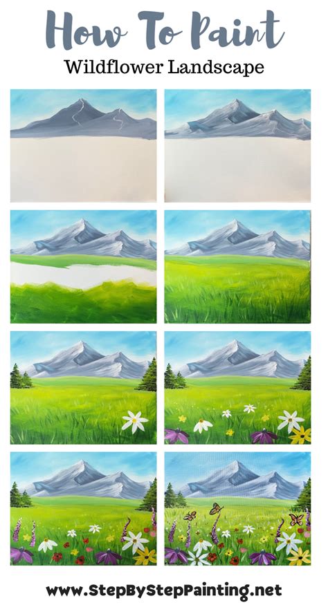 "Wildflower Landscape" - Exclusive Painting Tutorial | Landscape painting tutorial, Beginner ...