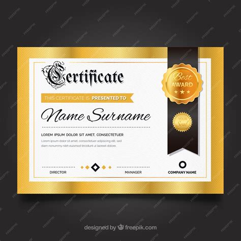 Free Vector | Certificate template with golden color