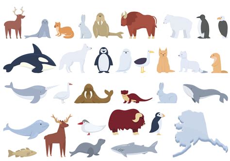 Alaska icons set cartoon vector. Seal animal 8859788 Vector Art at Vecteezy