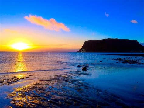 Sunrise Over Godfreys Beach With The Nut Stanley Tasmania Australia Ocean Blue Gold Stock Image ...