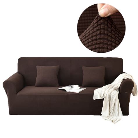 Dark Brown Sofa Covers for Living Room Polar Fleece Sectional-Sofa ...