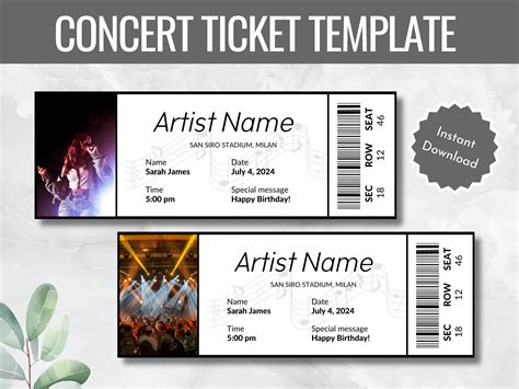 Editable Concert Ticket Template, DIY Event Ticket, Custom Concert ...