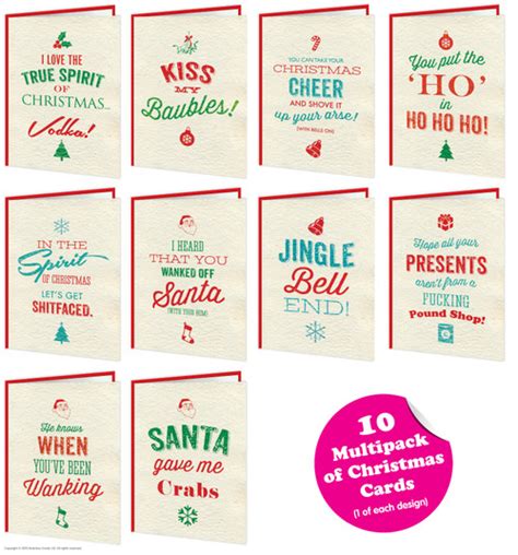 Rude Christmas Cards, 10 Pack Of Rude Christmas Cards | Brainbox Candy