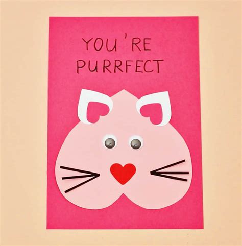 DIY Valentine Cat Card - Super cute Valentine Craft for Kids