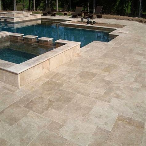 Walnut Travertine 3cm 12x12 Paver Tumbled | Travertine pool, Travertine ...