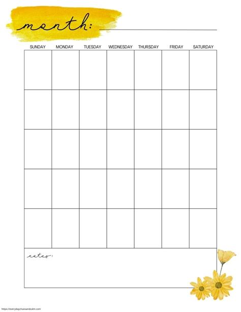 Free Blank Monthly Calendar Printables