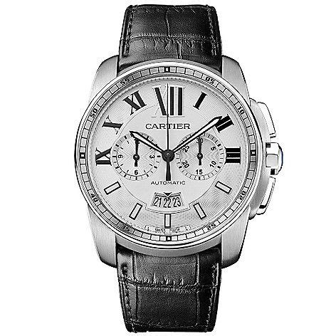 Cartier Men's 42mm Calibre de Cartier Swiss Made Automatic Stainless Steel Leather Strap Watch ...