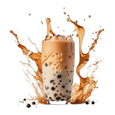 Pearl Milk Tea Splashing 3d Real Creative Photography, Winter Drink, Bubble Tea, Drink PNG ...