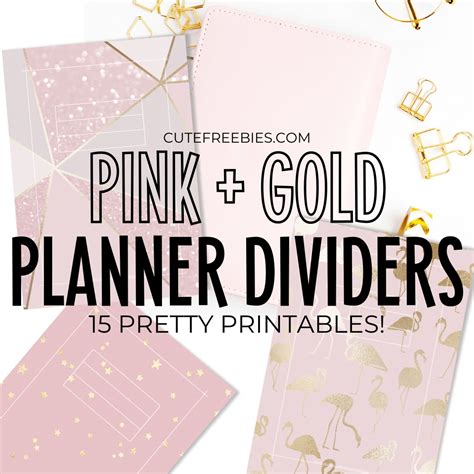 Pink + Gold Planner Printable Divider – Free Templates - Cute Freebies ...