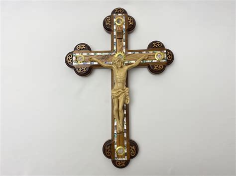 Large Crucifixion of Christ Cross Wall Décor - Bethlehem Wood Carving