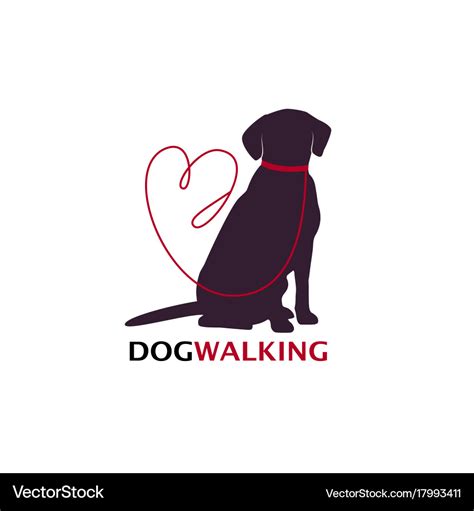 Dog walking logo template with sitting dog Vector Image