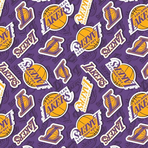 Los Angeles Lakers NBA 2023 Sticker Toss in Purple by Camelot Fabrics ...