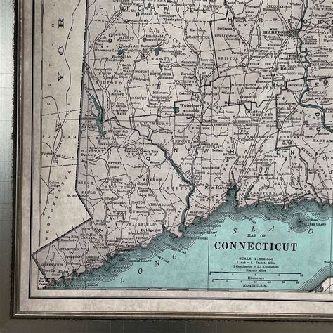 VINTAGE MAP of CONNECTICUT POSTER