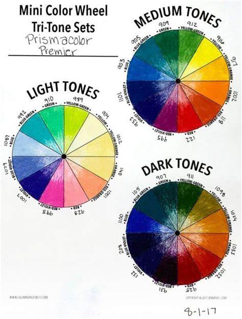 Color Wheel Tri-Tone Sets Worksheets | Colored pencil techniques ...