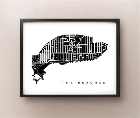 The Beaches Map Toronto Neighbourhood Art Print | Etsy