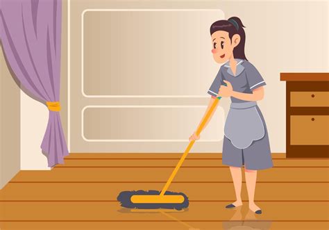 Maid Sweeping Floor Vector | Sweep the floor, House cartoon, Powerpoint background design