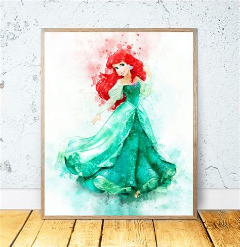 Set 4 Disney Princess Watercolor Prints INSTANT DOWNLOAD | Etsy